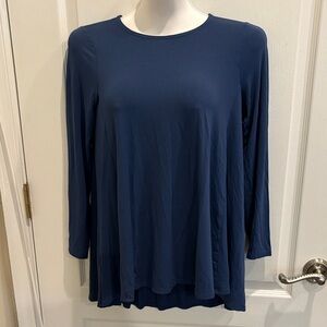 Eileen Fisher Blue Long-Sleeve Swing Top Size PS